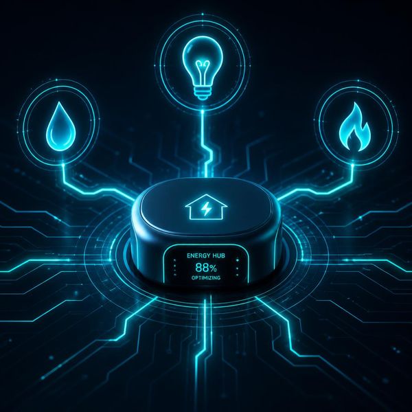 Hub inteligente que optimiza en tiempo real el consumo de luz, agua y gas